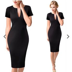 NWT VfEmage Black Fitted Pencil Dress